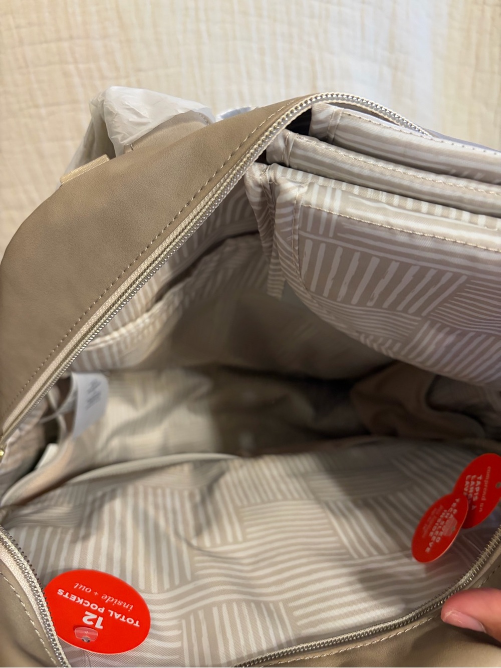 petunia pickle bottom Beige Textured Backpack - Picture 6 of 7